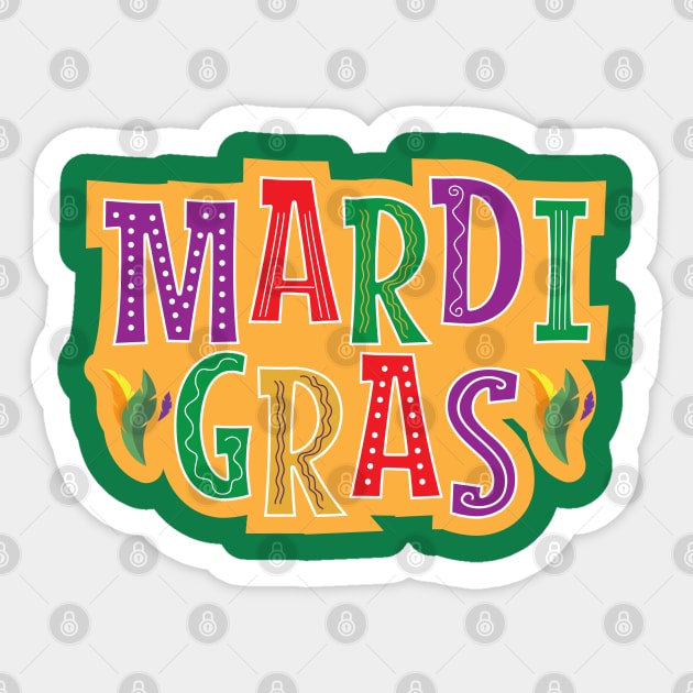 Mardi Gras Dress, Mardi Gras Funny Party Sticker by chidadesign